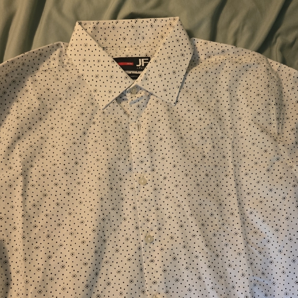 JF J.Ferrar White Shirt with Black Star Design